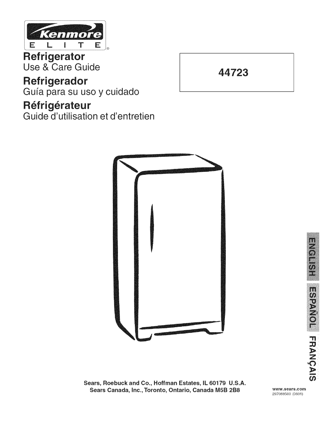 Kenmore 25344723104 manual Refrigerator, Refrigerador, R frig rateur, Use & Care Guide, Gufa para su uso y cuidado 