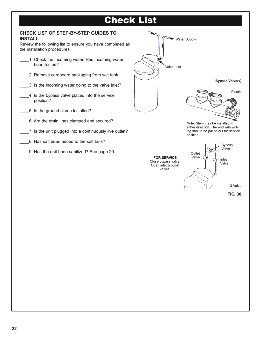 Kenmore 300 Series, 300 Series warranty Check List of STEP-BY-STEP Guides to Install 