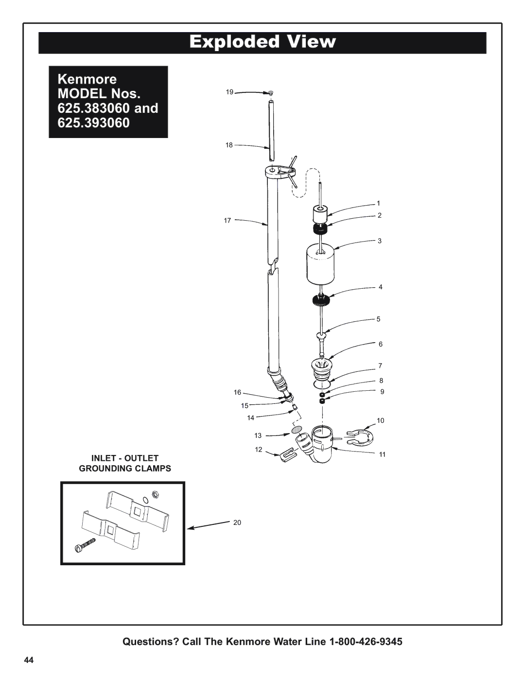 Kenmore 300 Series, 300 Series warranty Inlet Outlet Grounding Clamps 