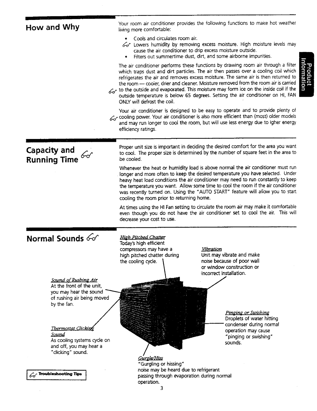 Kenmore 309000845 owner manual Capacity and Running Time Normal Sounds, How and Why, Incorrect installation 