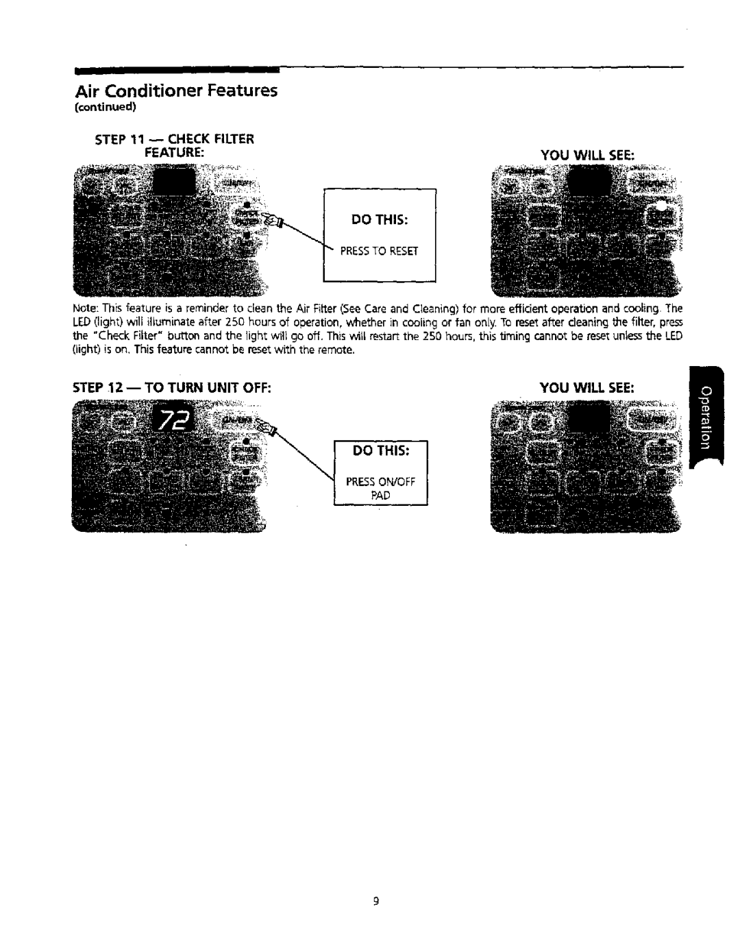 Kenmore 309000845 owner manual Check Filter Feature YOU will see Do this 