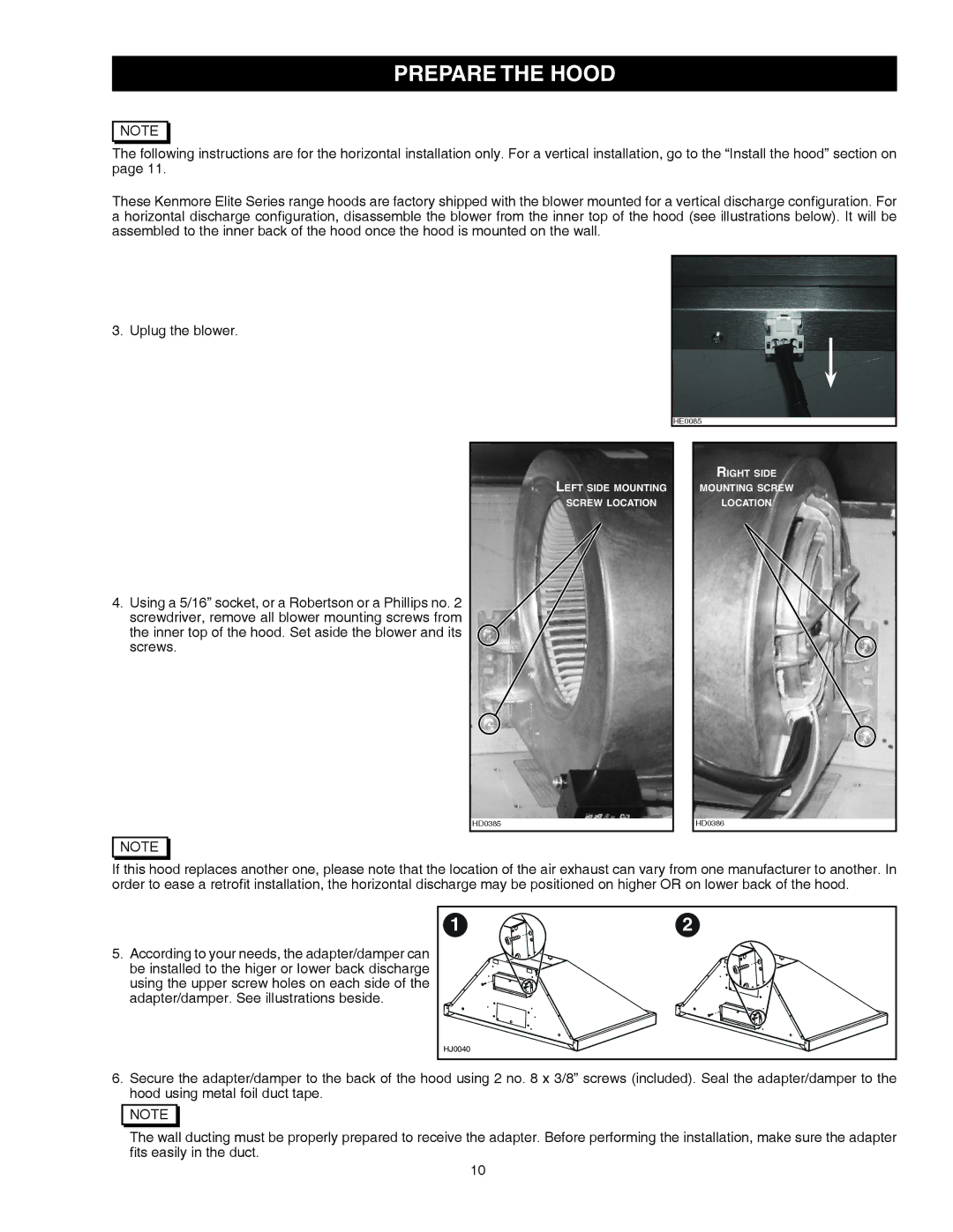 Kenmore 31133, 31130 installation manual Hood using metal foil duct tape, ﬁts easily in the duct 