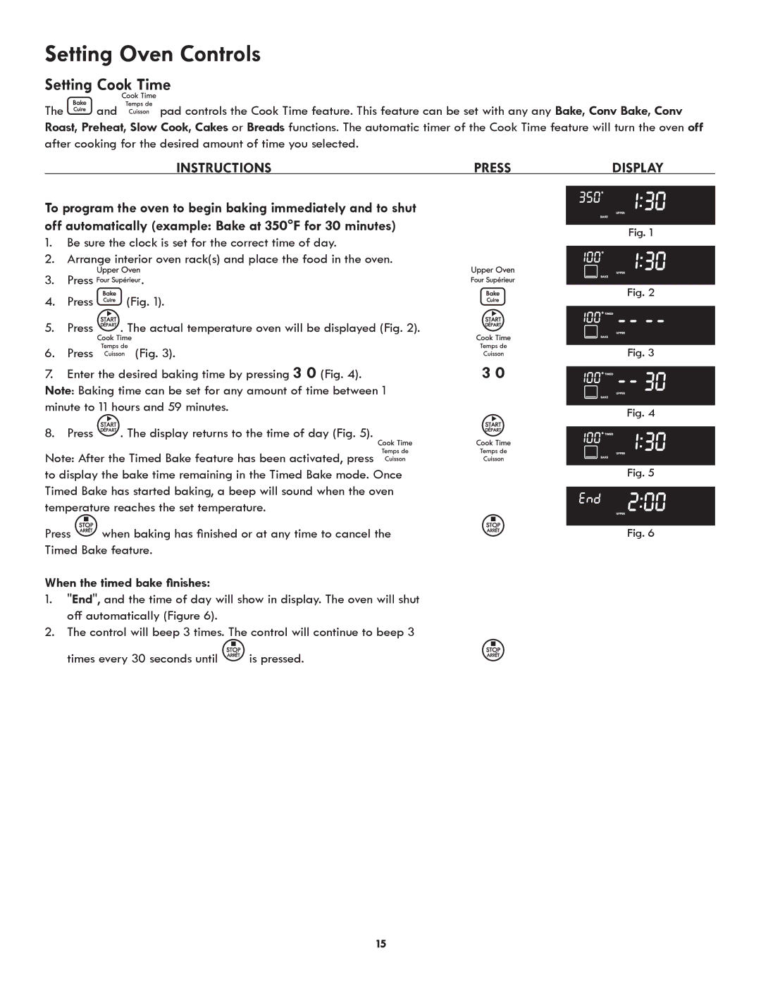 Kenmore 318205342A manual Setting Cook Time, Off automatically example Bake at 350F for 30 minutes, Timed Bake feature 