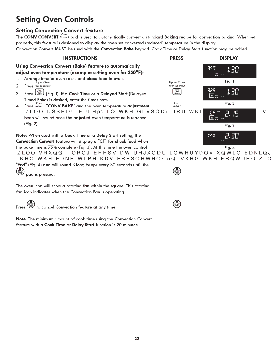 Kenmore 318205342A manual Setting Convection Convert feature, Arrange interior oven racks and place food in oven Press 