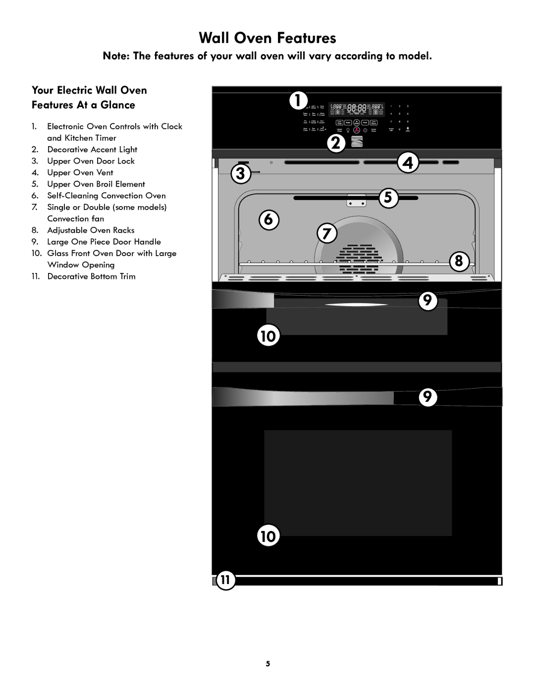 Kenmore 318205342A manual Your Electric Wall Oven Features At a Glance 