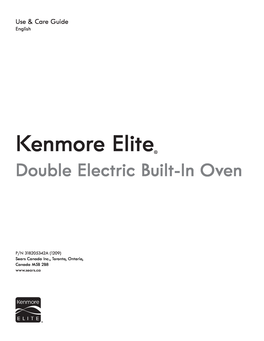 Kenmore 318205342A manual Kenmore Elite, Double Electric Built-In Oven, Use & Care Guide, English 