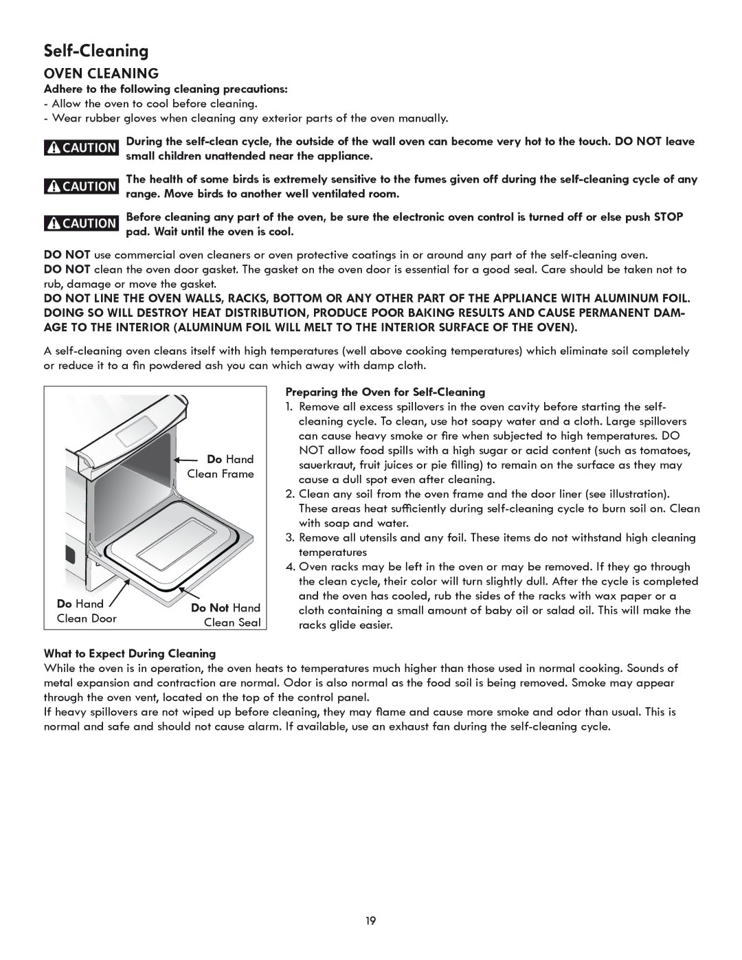 Kenmore 318205869A manual Self-Cleaning, Oven Cleaning 