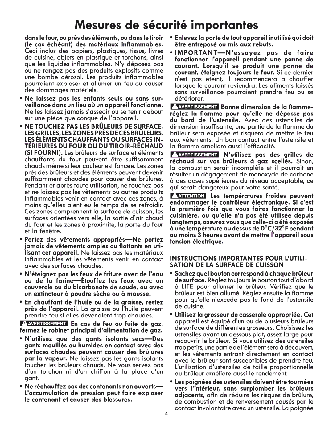 Kenmore 318205869A manual Mesures de sécurité importantes 