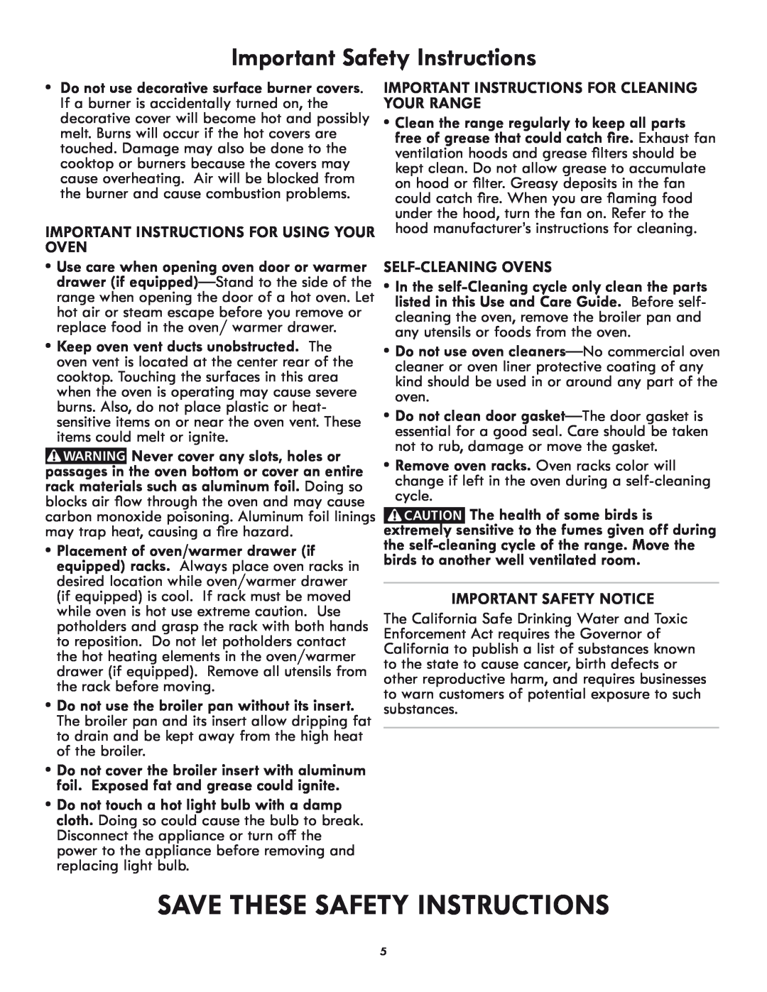 Kenmore 318205869A manual Save These Safety Instructions, Important Safety Instructions, Self-Cleaning Ovens 