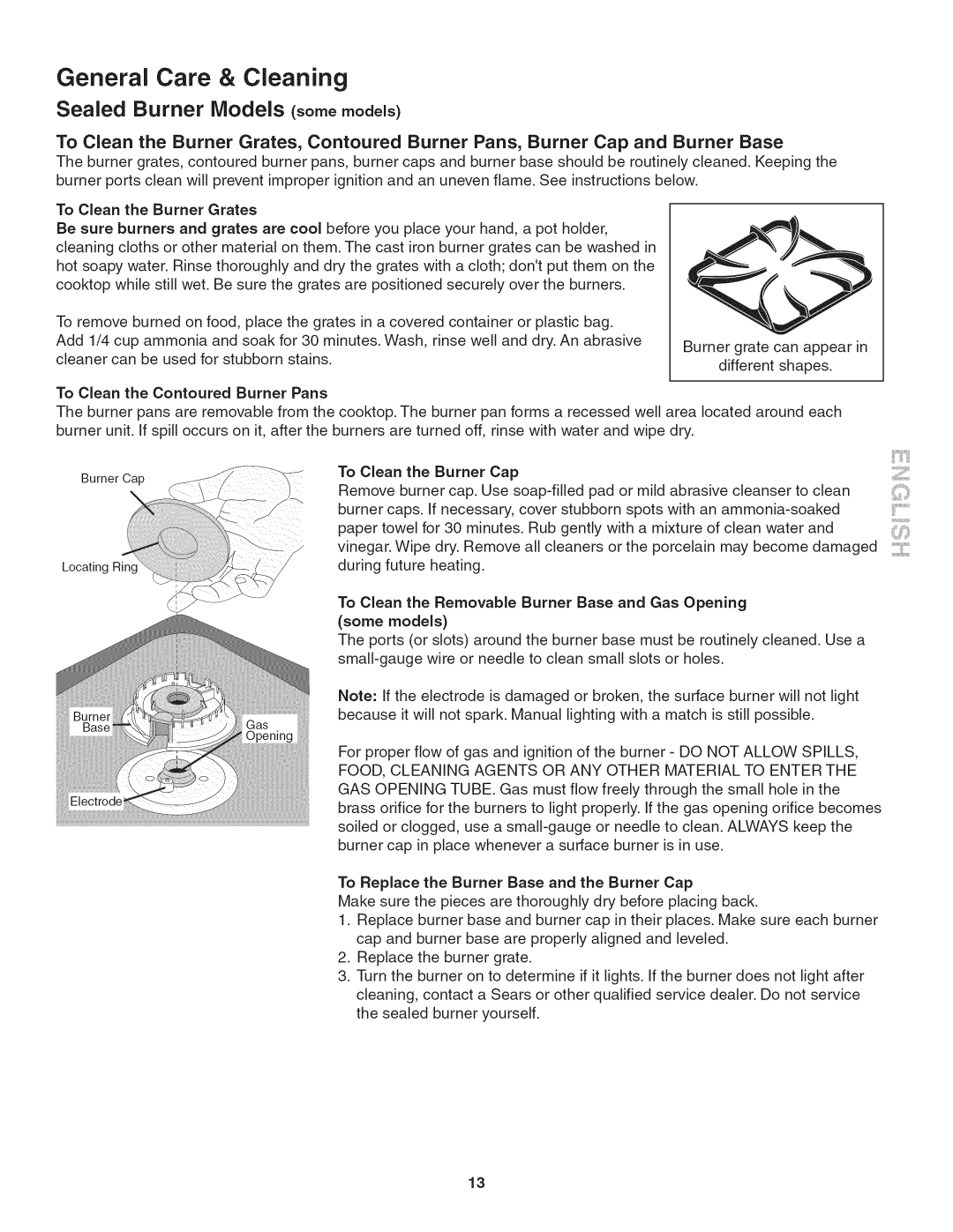 Kenmore 790.324, 3241 manual Sealed Burner Models somemodels, To Clean the Contoured Burner Pans, Some models 