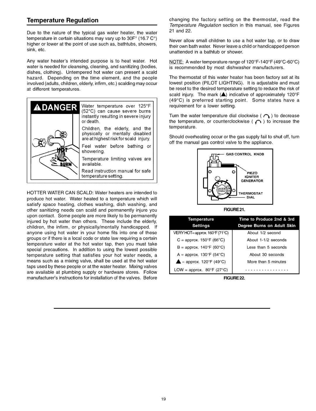 Kenmore 153.336301 HA, 336801 HA, 336901 HA, 761, 153.336361, 153.336261, 153.336161 Temperature Regulation, RGURE21, RGURE22 