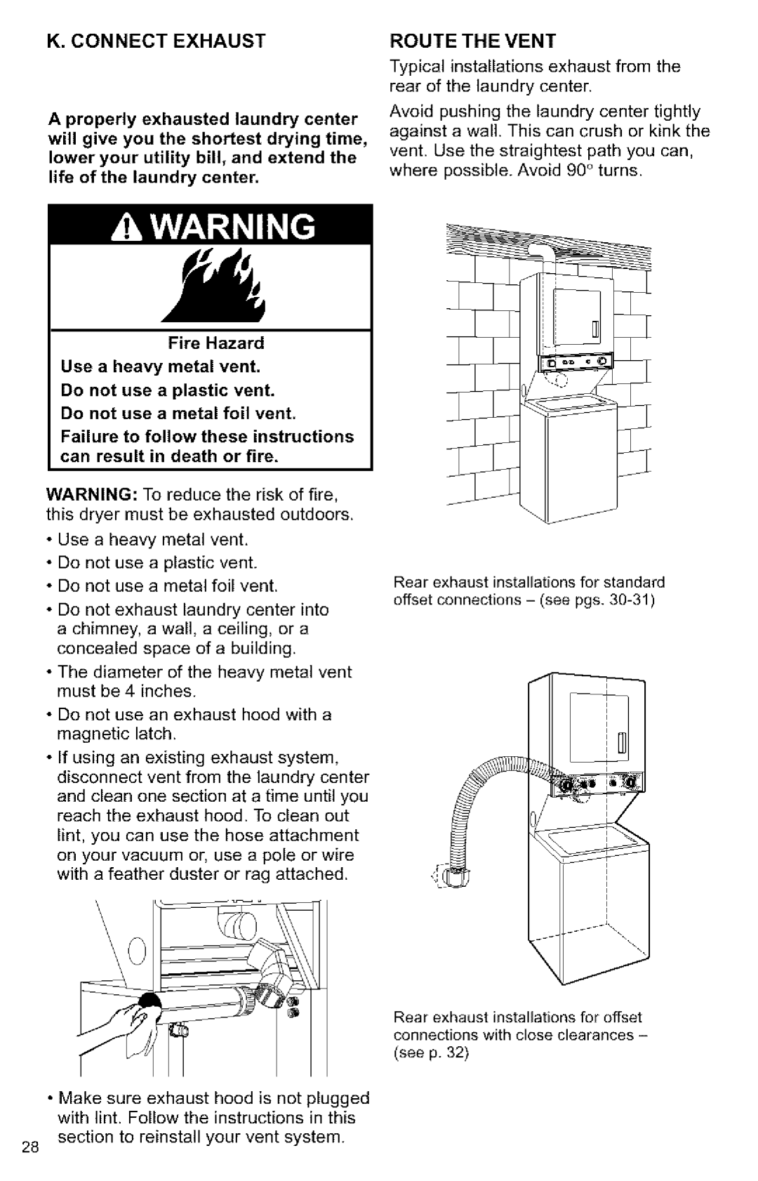 Kenmore 3405594 owner manual Connectexhaust, Route the Vent 