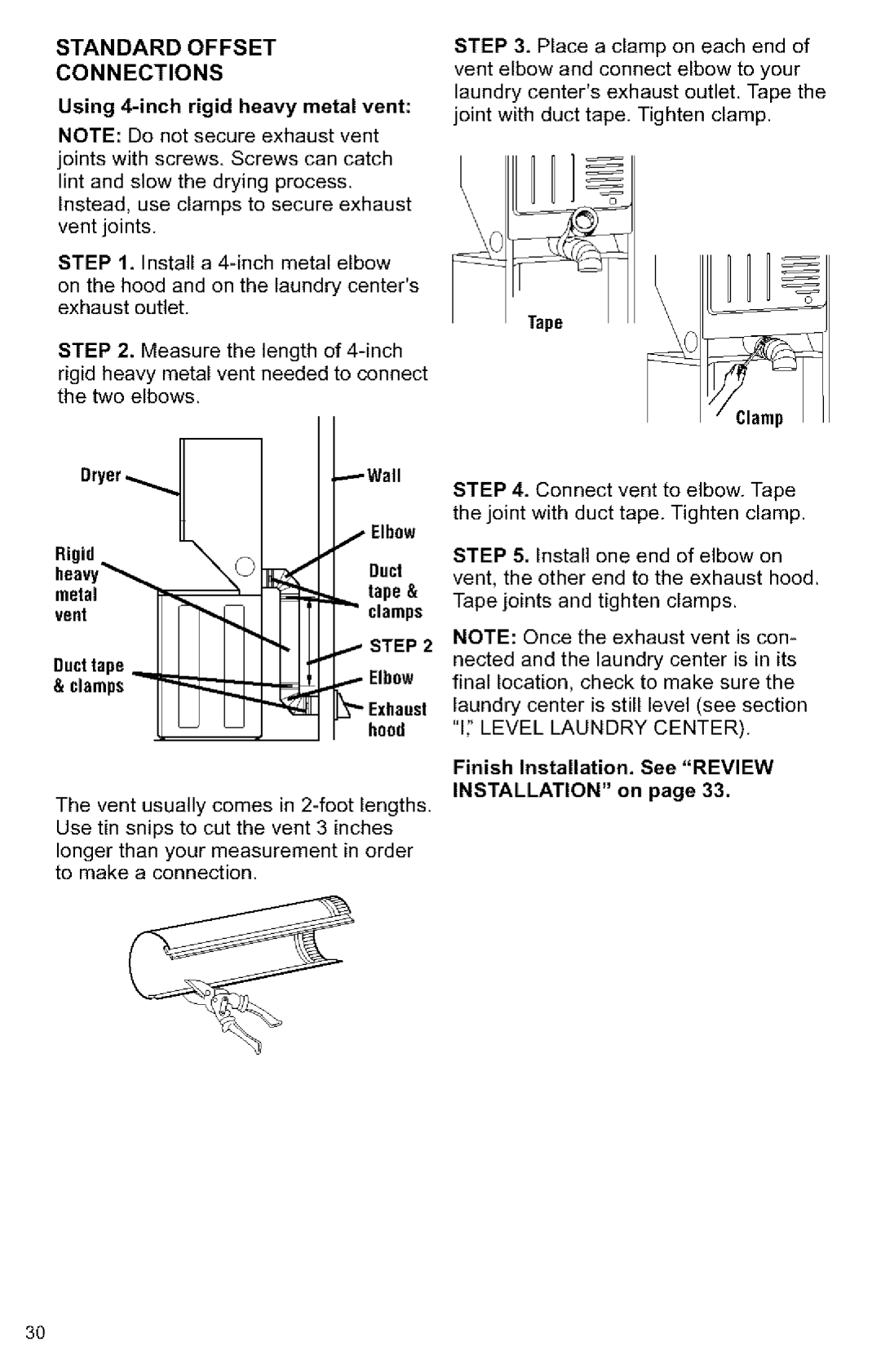 Kenmore 3405594 owner manual Standard Offset Connections 