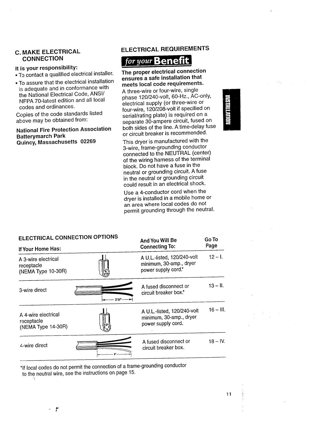 Kenmore 3405602 It is your responsibility, Quincy, Massachusetts, Electrical Connection Options, You Will Go To 