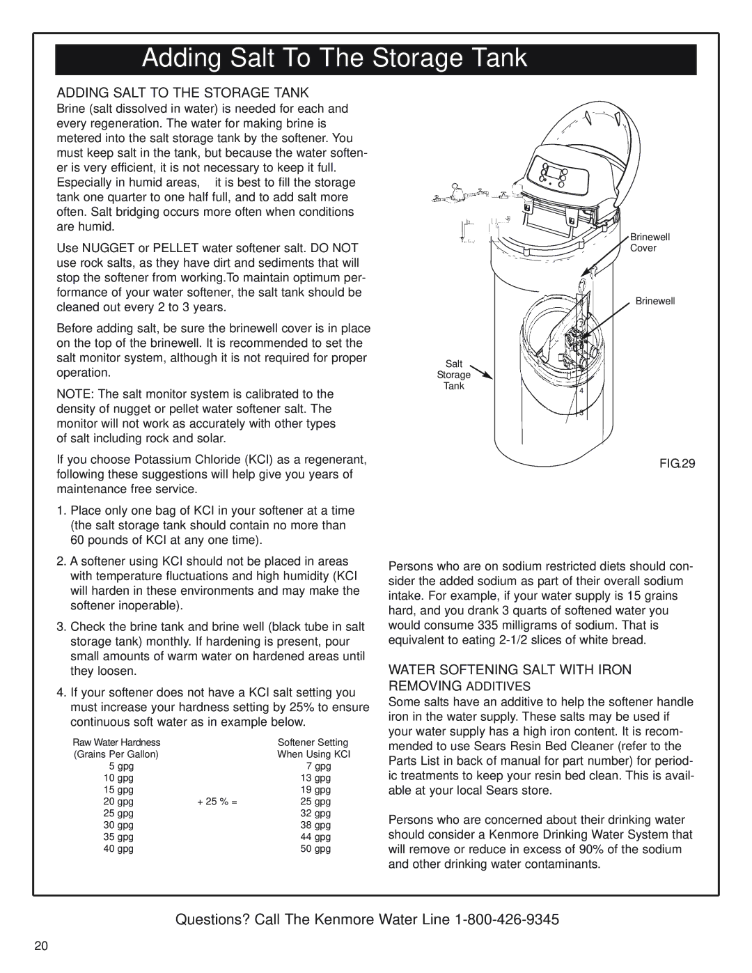 Kenmore 350 Series, 625.393560 warranty Adding Salt To The Storage Tank, Adding Salt to the Storage Tank 