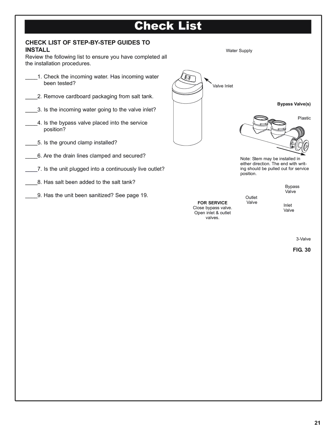 Kenmore 625.393560, 350 Series warranty Check List of STEP-BY-STEP Guides to Install 