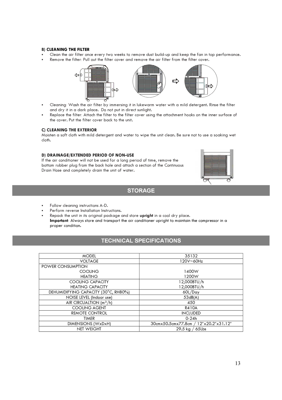 Kenmore 35132 manual Cleaning the Filter, Power Consumption 