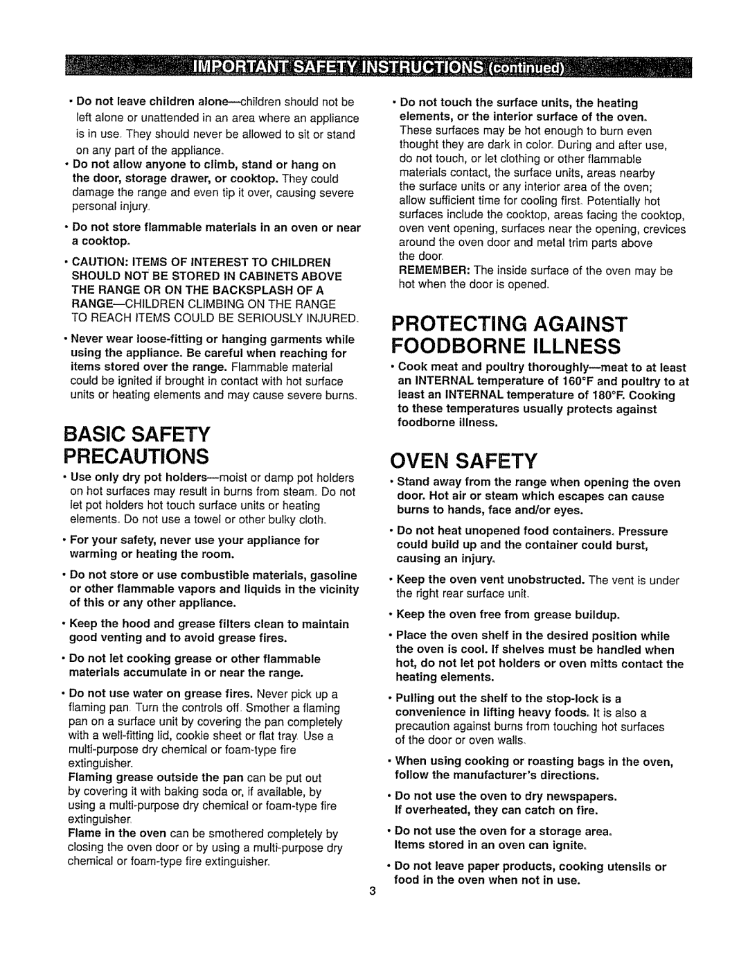 Kenmore 362.6278 manual Precautions 