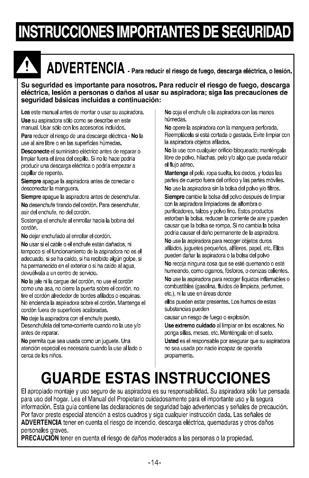 Kenmore 3828FI2852V, 721.26082 manual Guarde Estas Instrucciones, Seguridad bsicas incluidas a continuacibn 