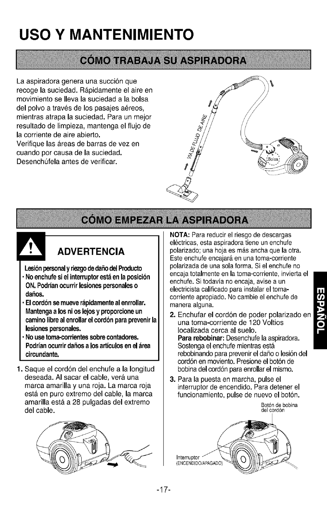 Kenmore 721.26082, 3828FI2852V manual Advertencia, ON.Podrianocurrirlesionespersonales Dafios 