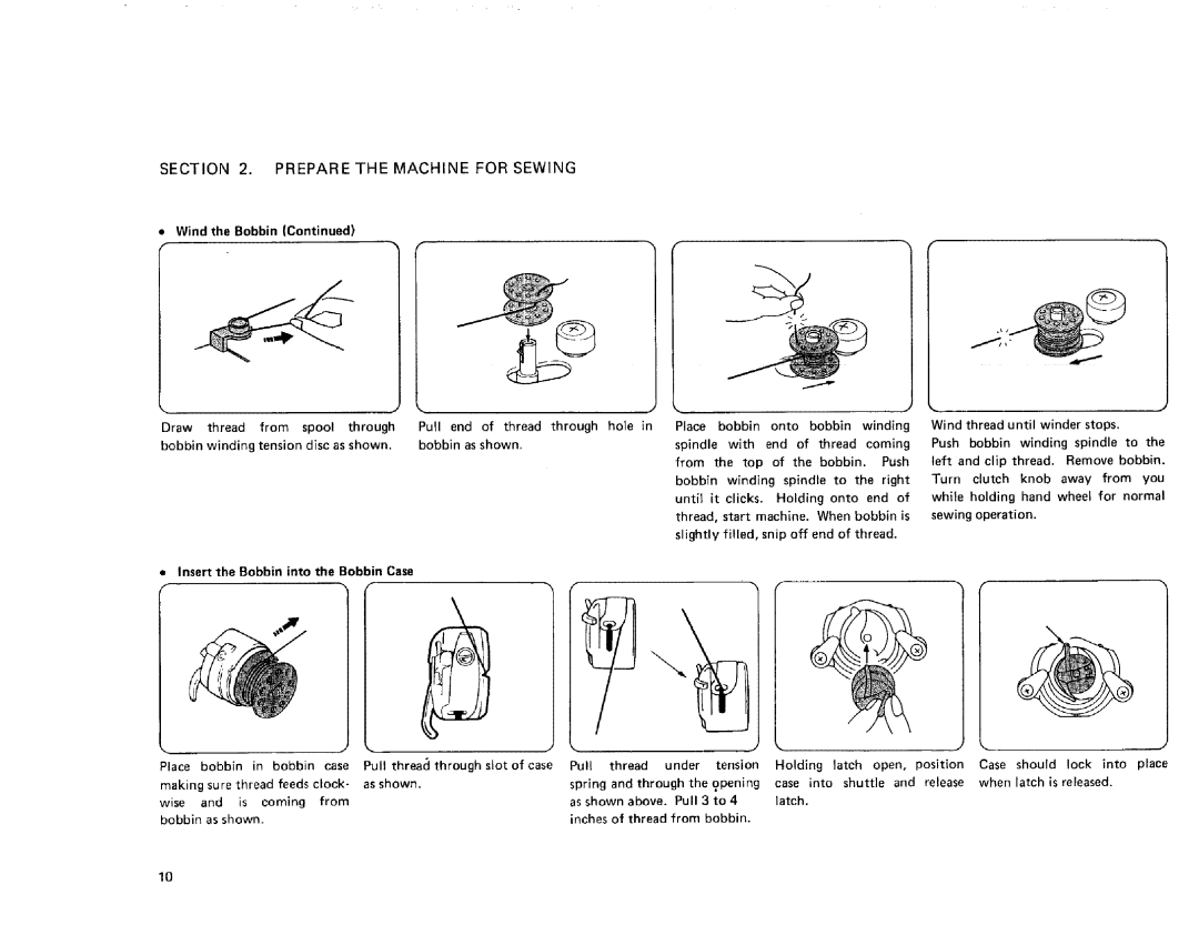 Kenmore 385. 17622 owner manual Wind the Bobbin, Thread, End, Winding, Top, Sewing operation, Case, As shown, Latch 