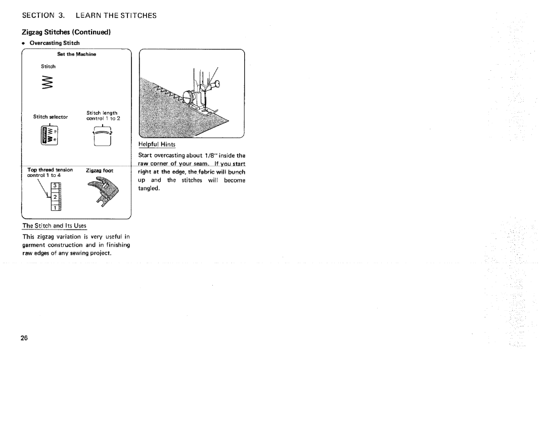 Kenmore 385. 17622 owner manual Zigzag Stitches Overcasting Stitch 