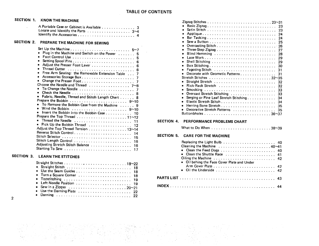 Kenmore 385. 17622 owner manual Table of Contents 