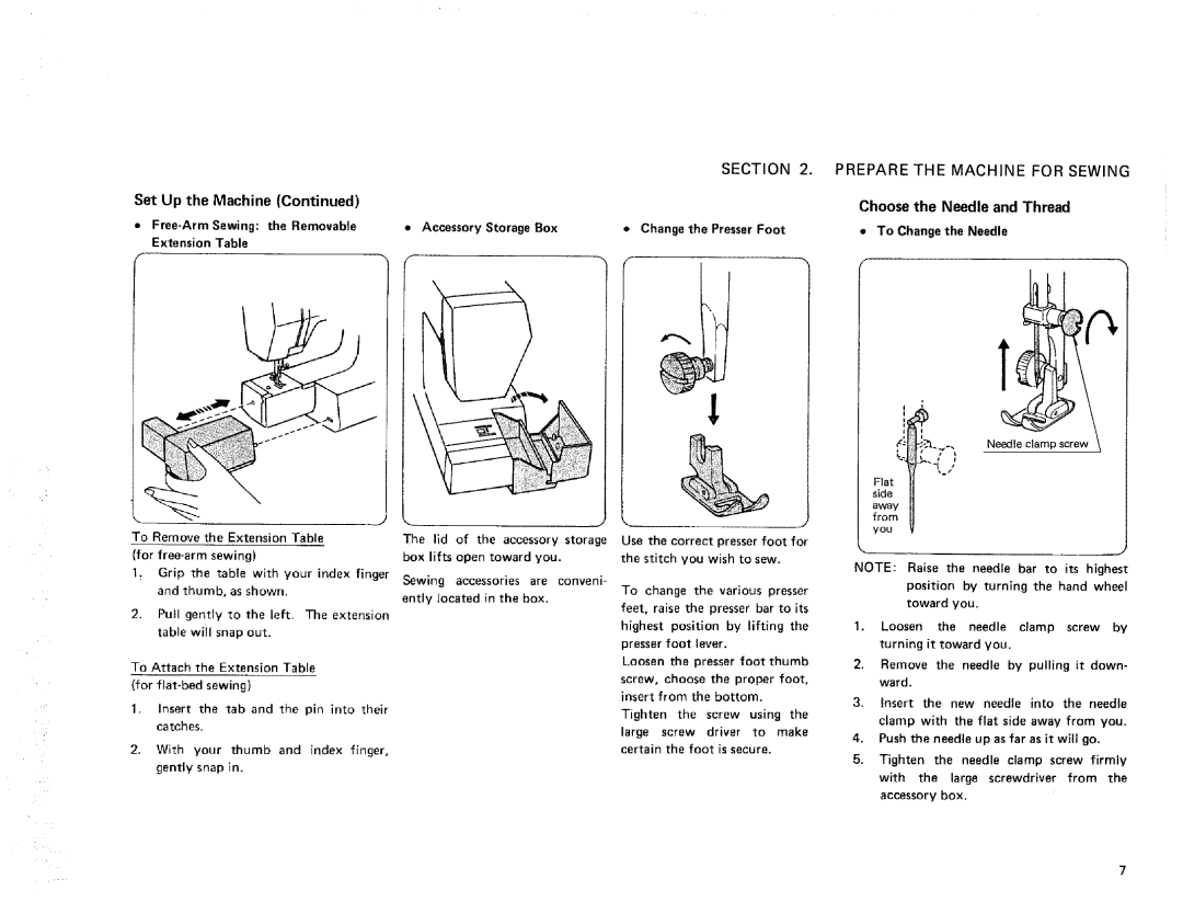 Kenmore 385. 17622 owner manual Section Prepare Machine for Sewing, Choose Needle and Thread, To Changethe Needle 