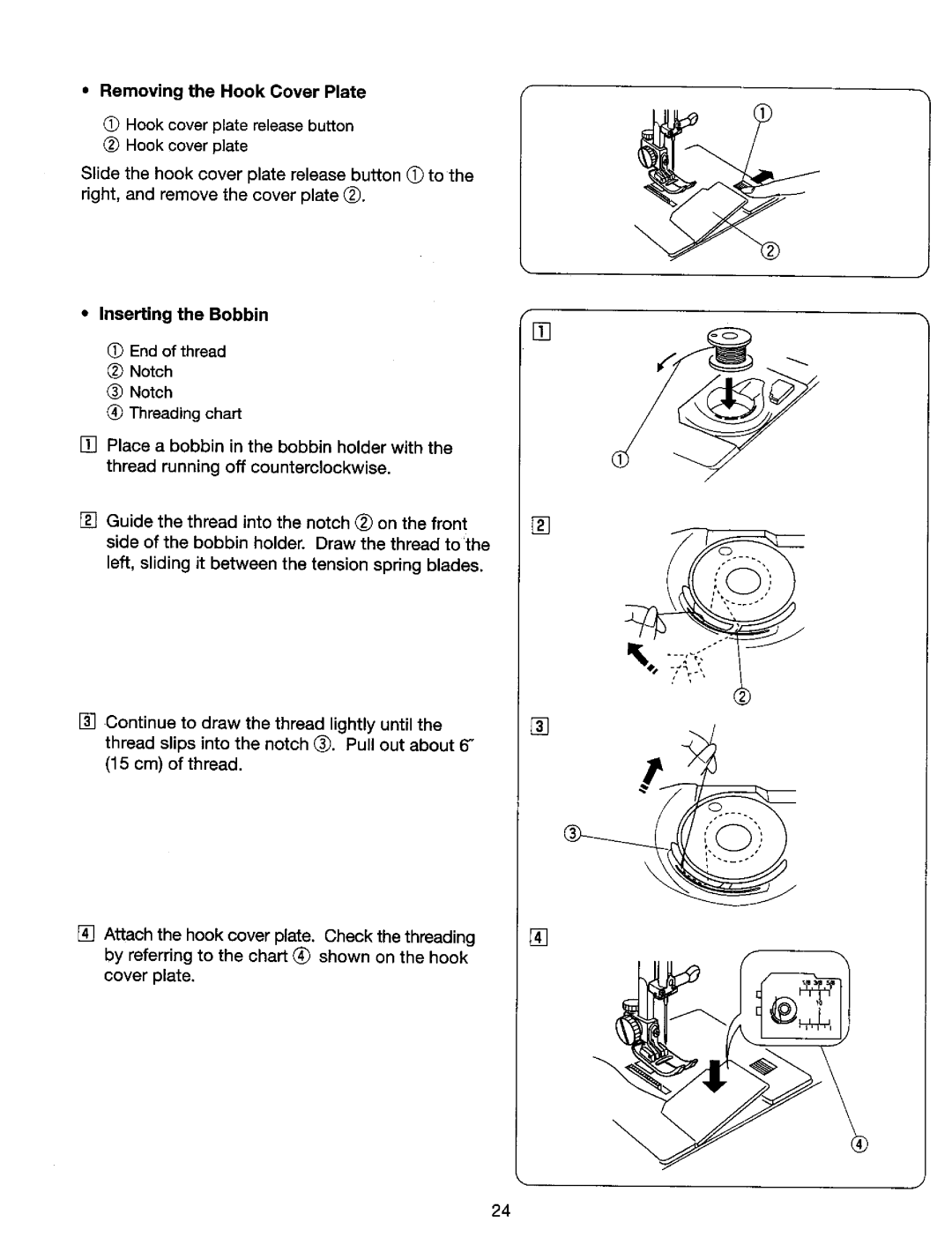 Kenmore 385. 17624, 385. 17620 owner manual Removing the Hook Cover Plate, Threading chart 