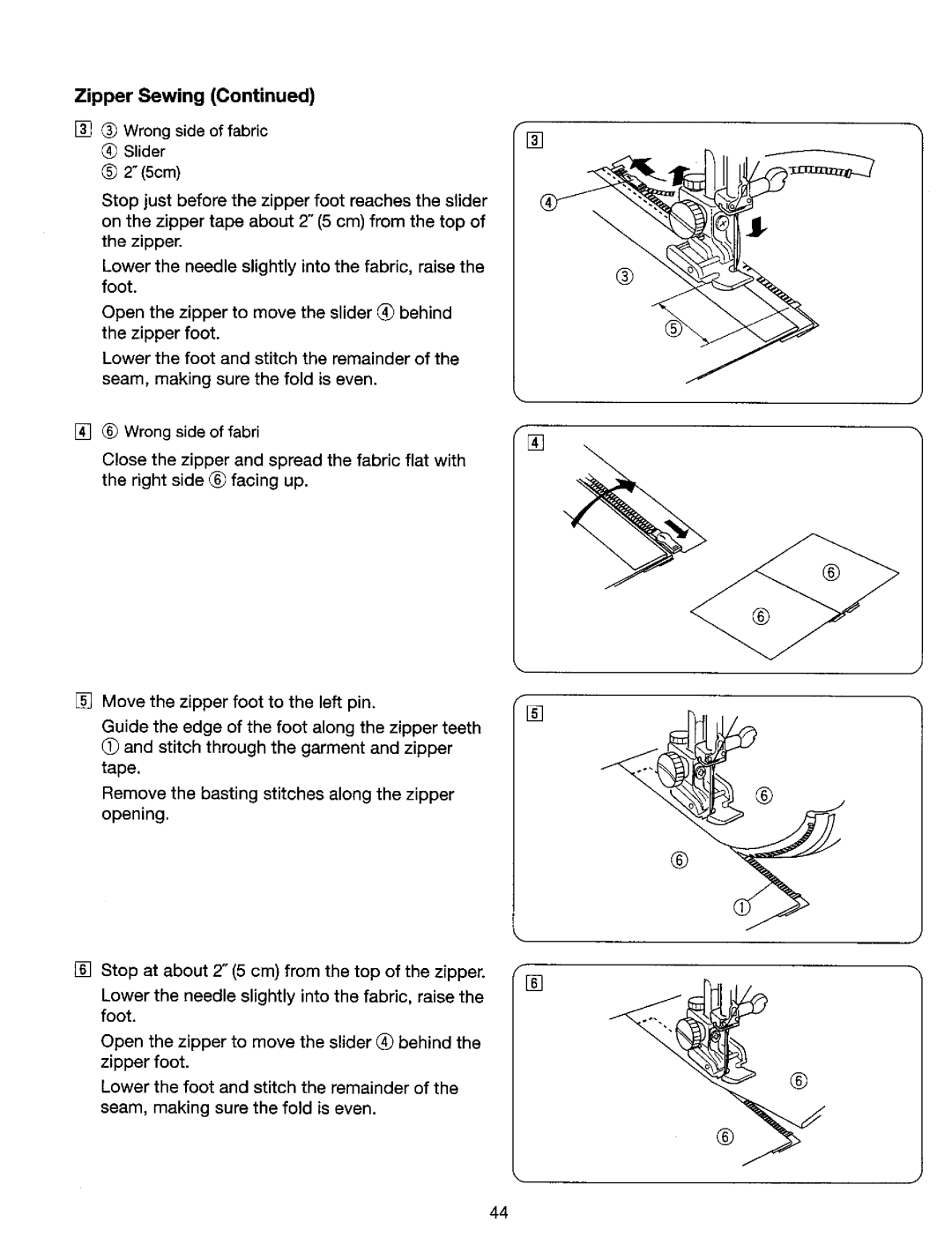 Kenmore 385. 17624, 385. 17620 owner manual Zipper Sewing 