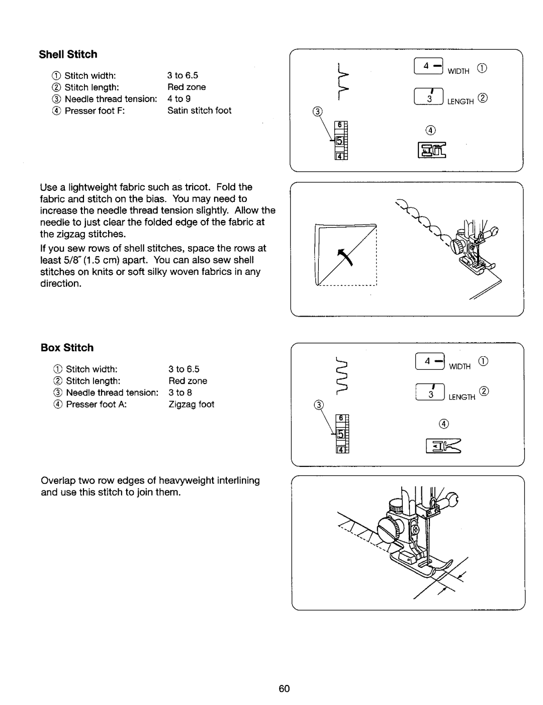 Kenmore 385. 17624, 385. 17620 owner manual Shell Stitch, Box Stitch 