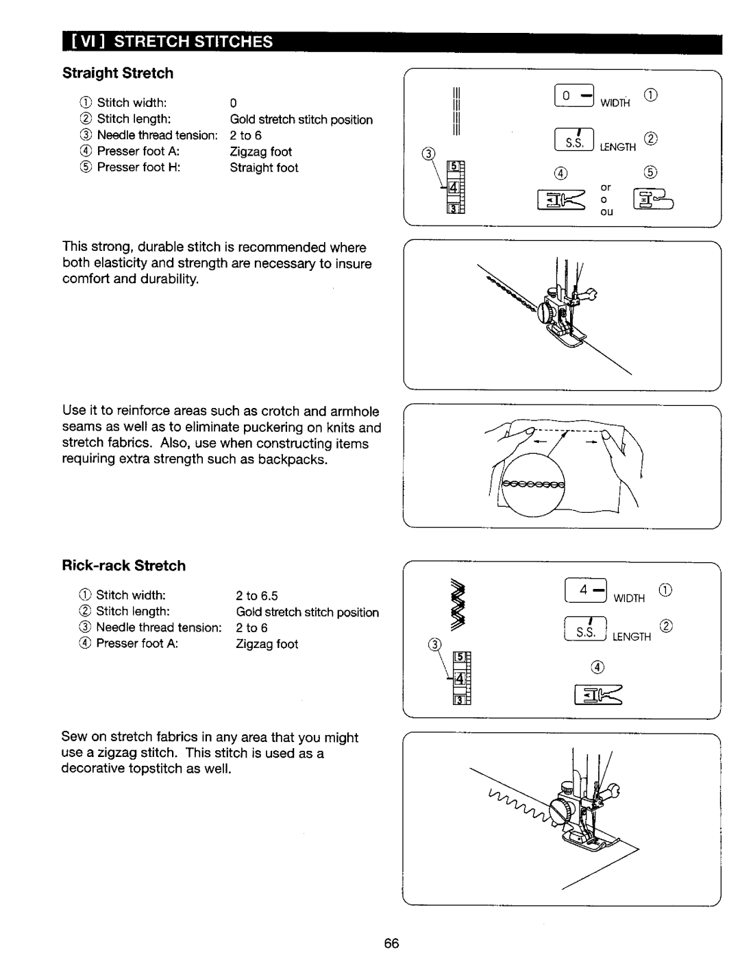 Kenmore 385. 17624, 385. 17620 owner manual Straight Stretch, Rick-rack Stretch 