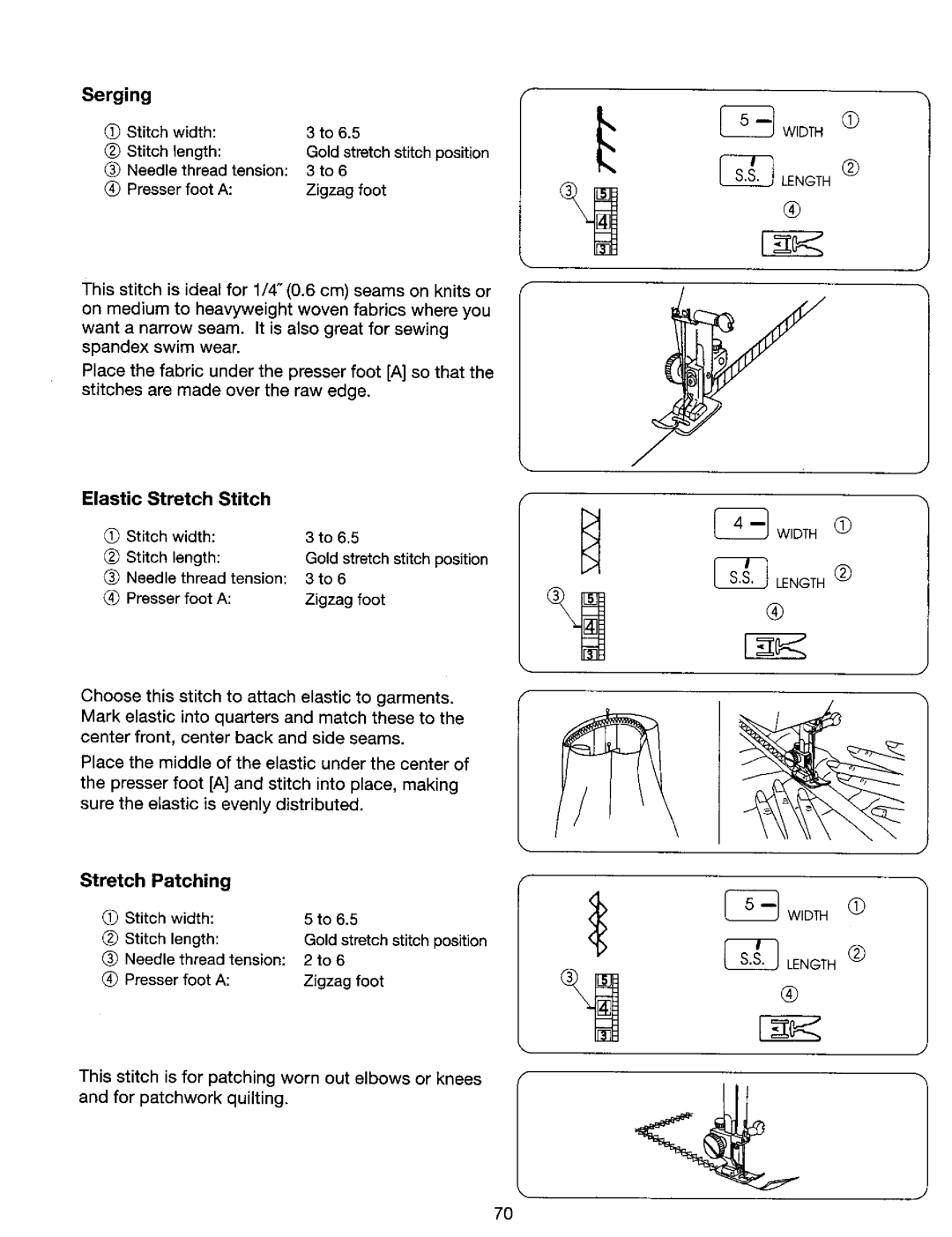 Kenmore 385. 17624, 385. 17620 owner manual Elastic Stretch Stitch, Stretch Patching 