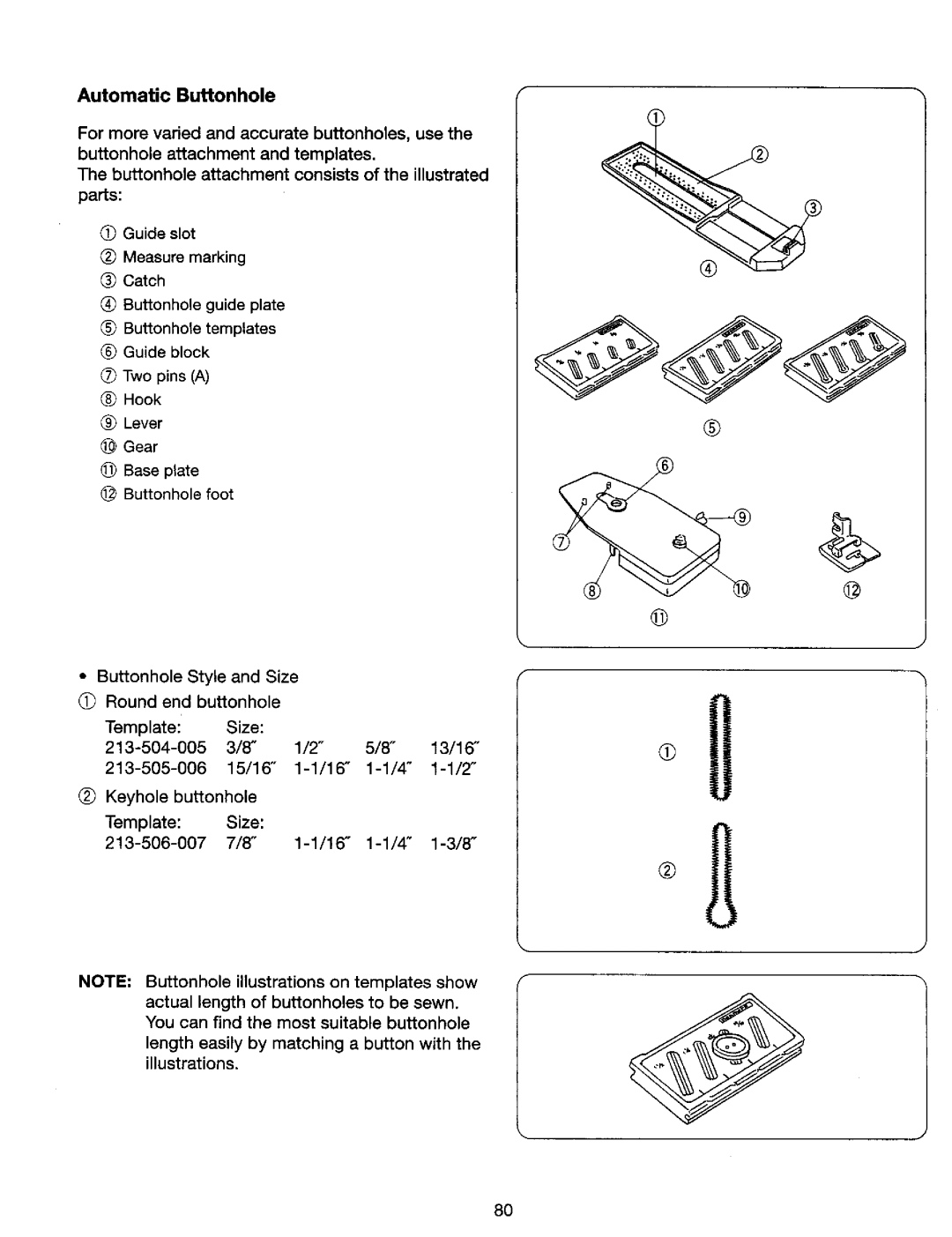 Kenmore 385. 17624, 385. 17620 owner manual Automatic Buttonhole 