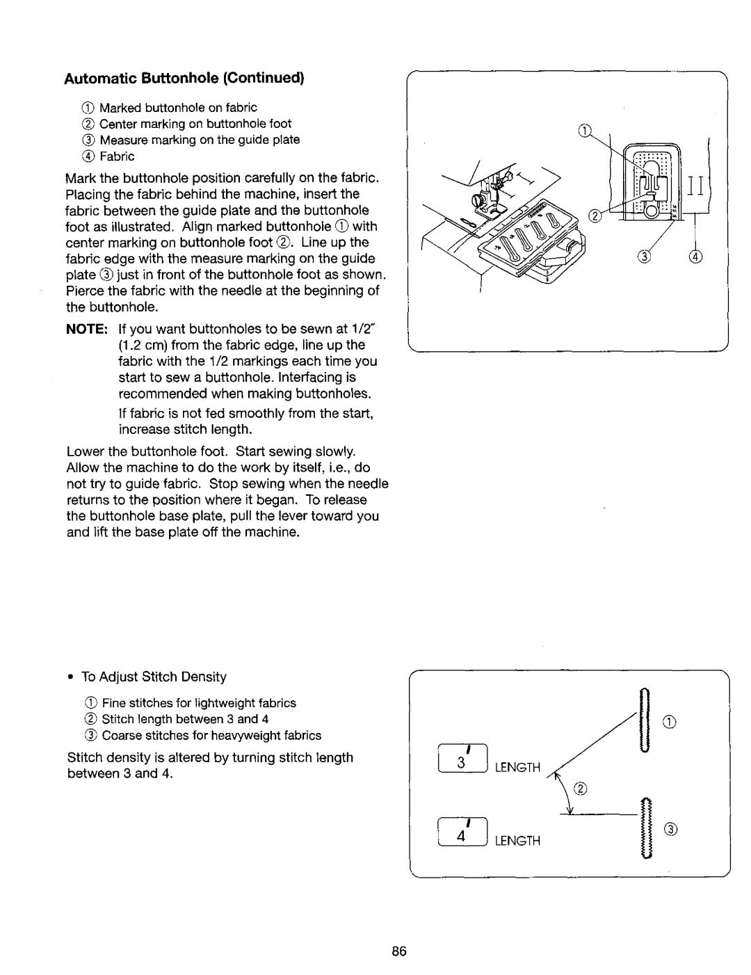 Kenmore 385. 17624, 385. 17620 owner manual Length 