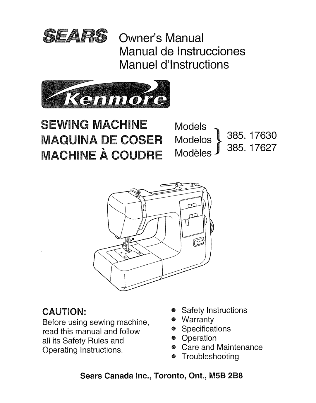 Kenmore 385. 17630 owner manual MAQ Coser Mach EA CO 