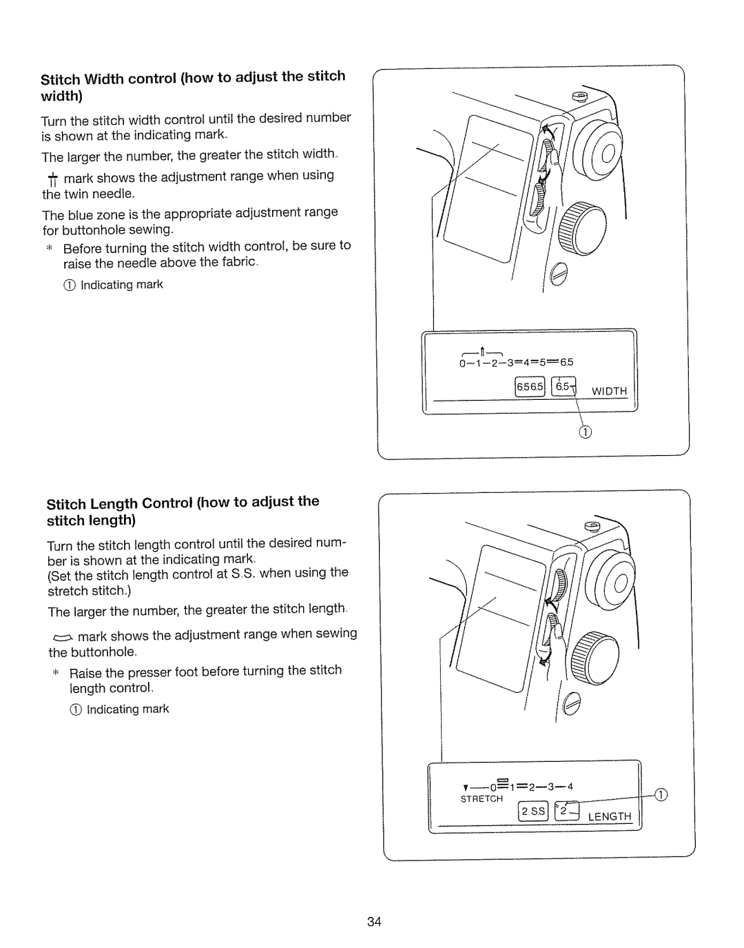 Kenmore 385. 17630 owner manual Width, Stitch Length Control how to adjust the stitch length 