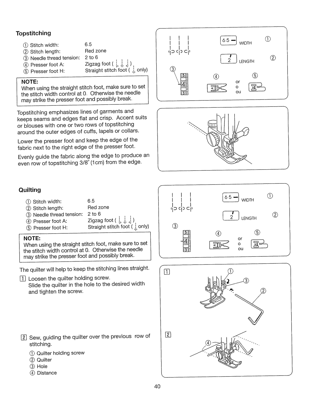 Kenmore 385. 17630 owner manual Topstitching, Quilting, Distance, I ,13 1 Cl 