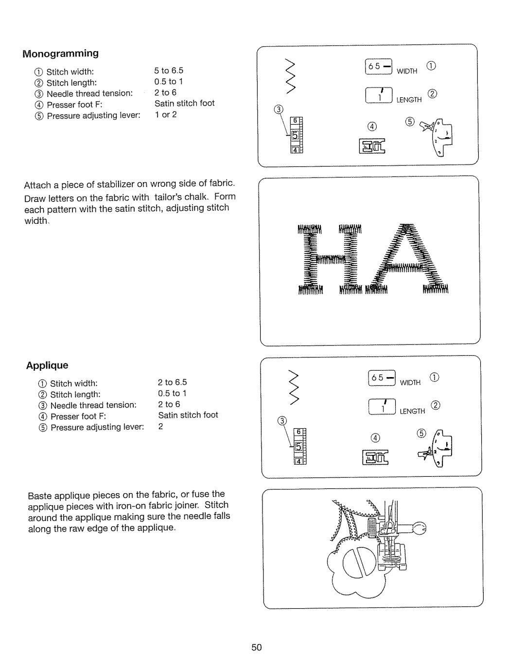 Kenmore 385. 17630 owner manual Monogramming, Applique 