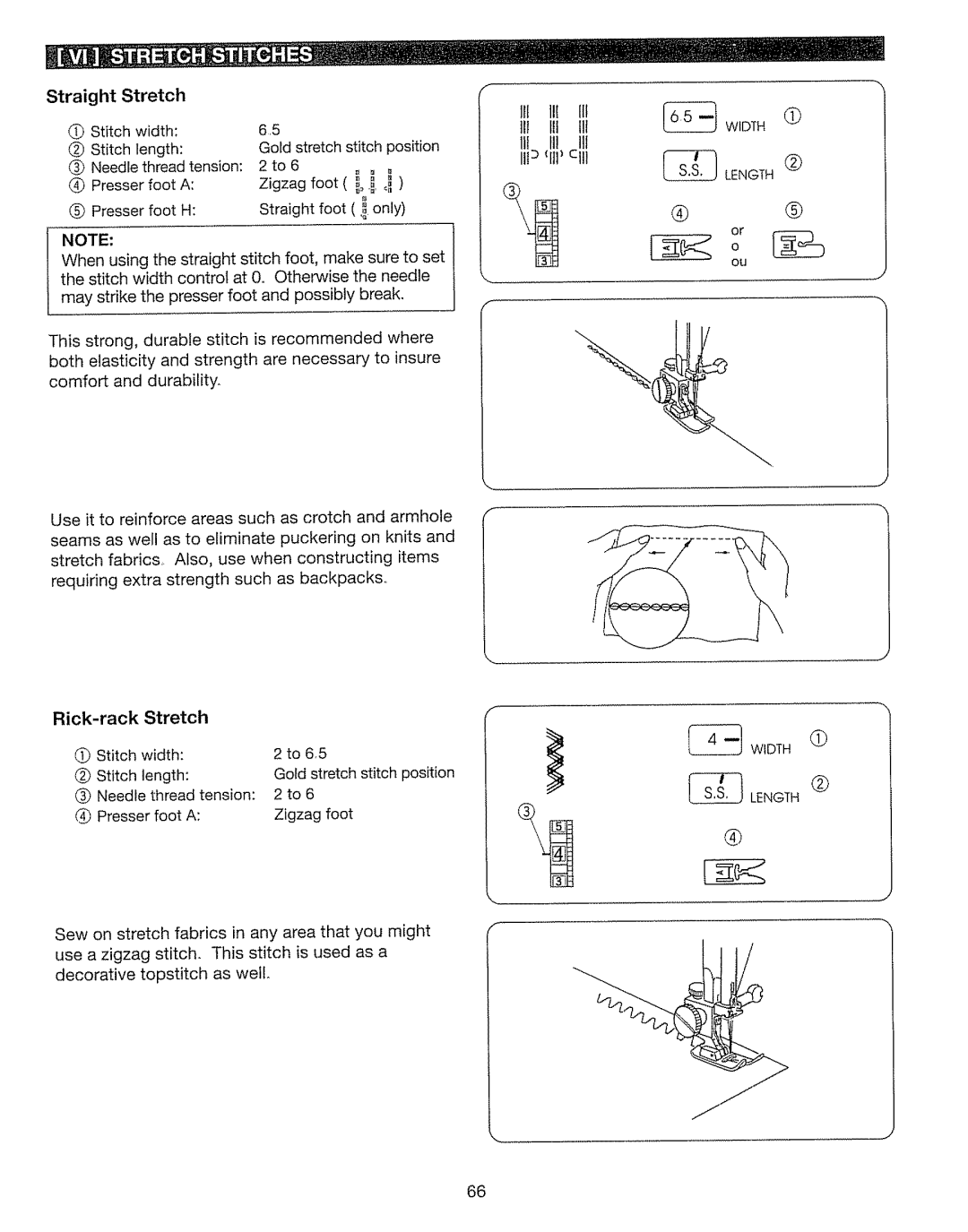 Kenmore 385. 17630 owner manual Straight Stretch, Rick-rack Stretch, 11I Ill Il!3 II1Cill 