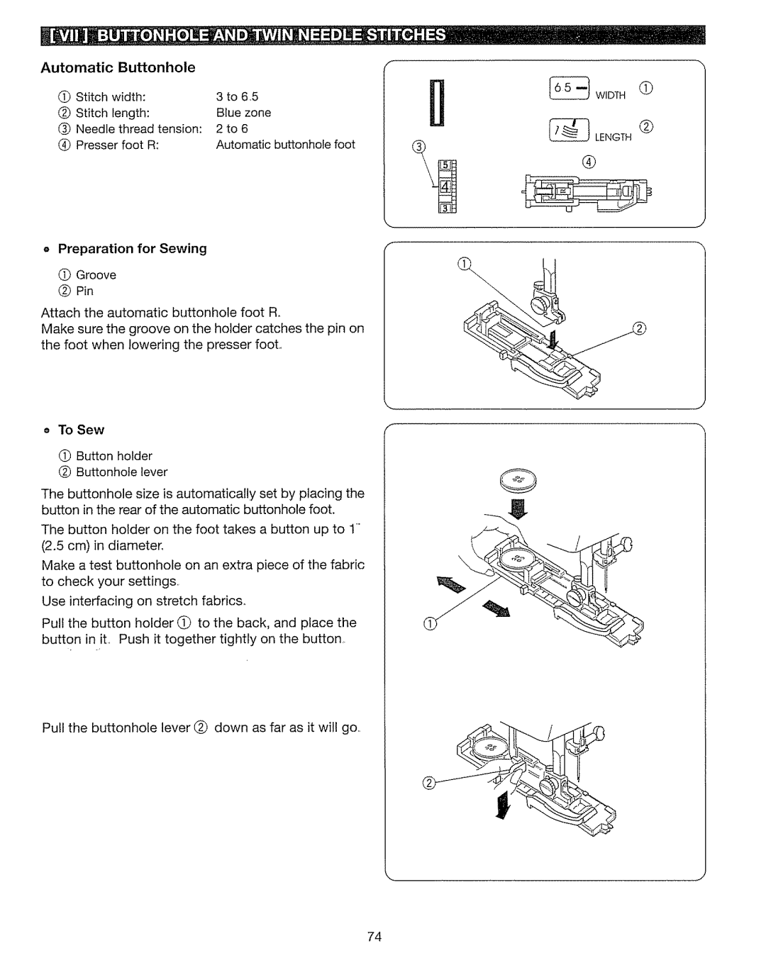 Kenmore 385. 17630 owner manual Automatic, Buttonhole, Stitch width Length Blue zone, Preparation for Sewing 