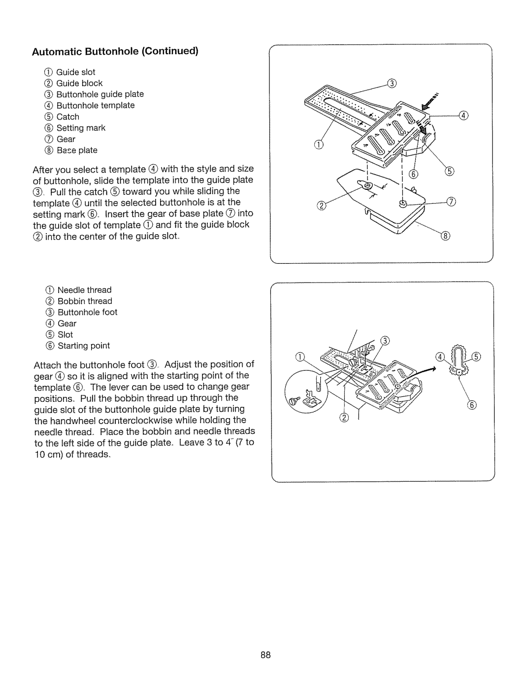 Kenmore 385. 17630 owner manual Automatic Buttonhole 