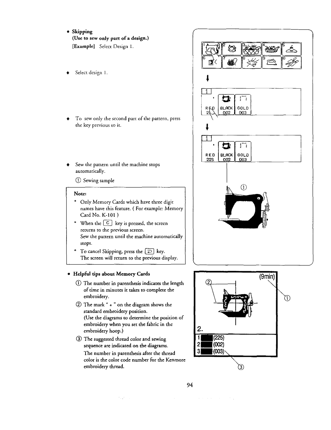 Kenmore 385. 19000 owner manual Sewing sample, Helpfid tips about Memory Cards, Embroidery thread 