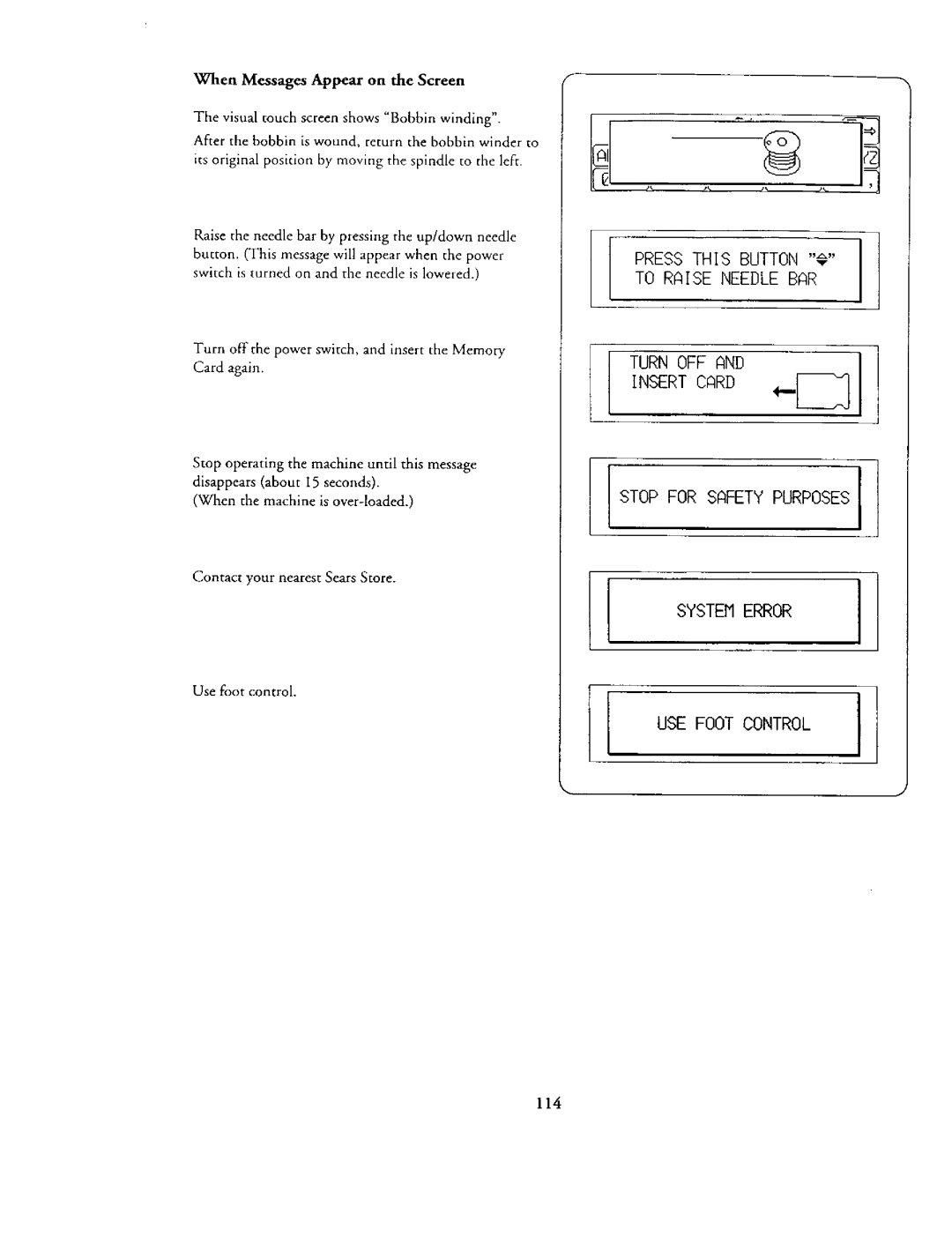 Kenmore 385. 19000 owner manual WhenMessages Appear on the Screen, 114 