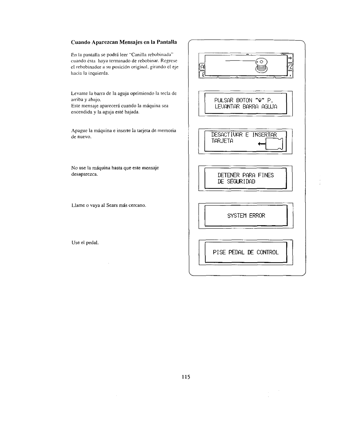 Kenmore 385. 19000 owner manual DE Seguridad, CuandoAparezcan Mensajes en la Pantalla 