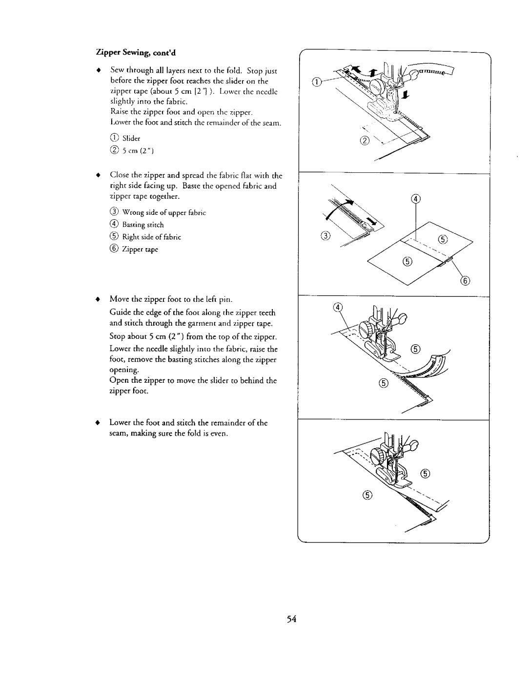 Kenmore 385. 19000 owner manual Zipper Sewing, contd, Slider 