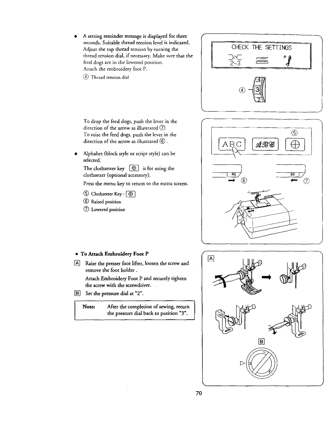 Kenmore 385. 19000 owner manual To Attach Embroidery Foot P, Raise, Presser foot lifter, loosen the screw, 23 e 