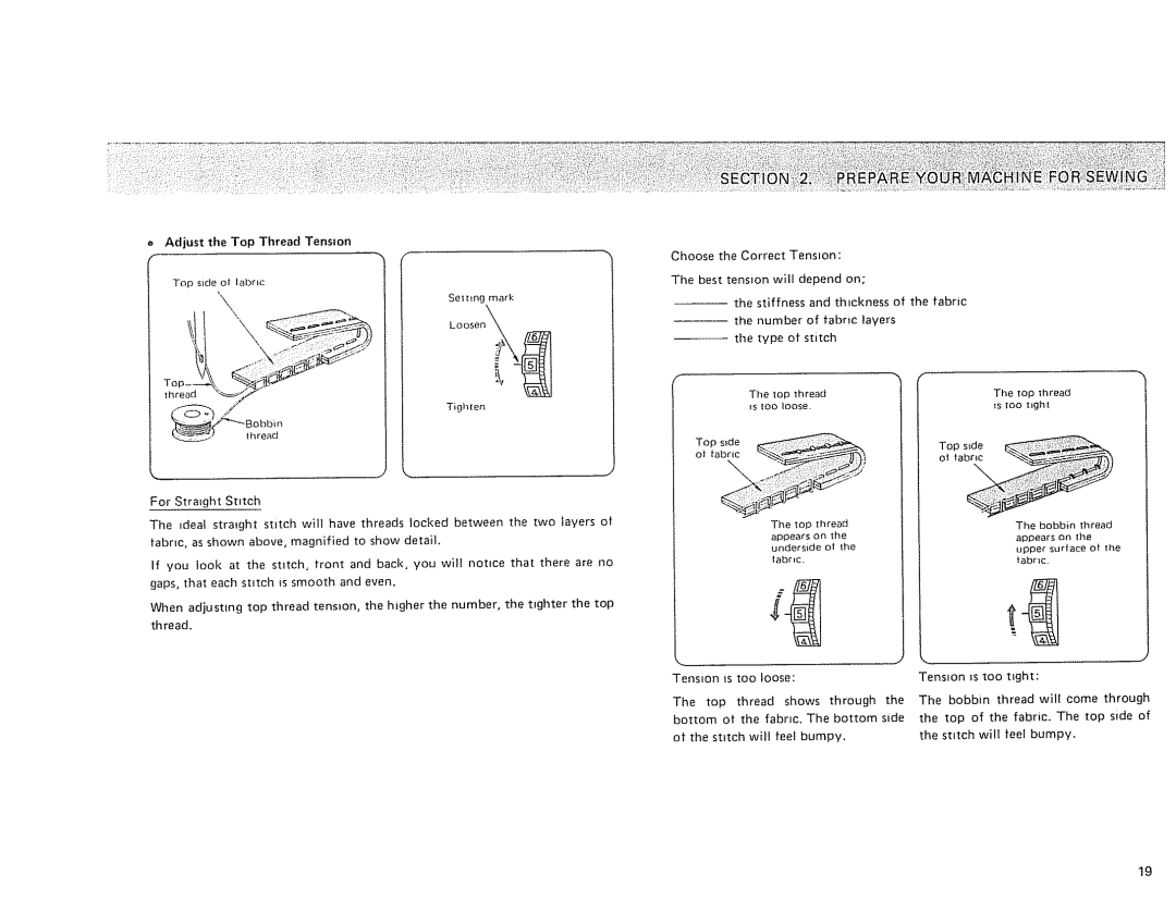 Kenmore 385 owner manual Adjust the Top Thread Tens=on, Ol fabric 