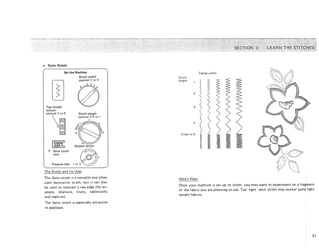 Kenmore 385 owner manual SatinStitch 