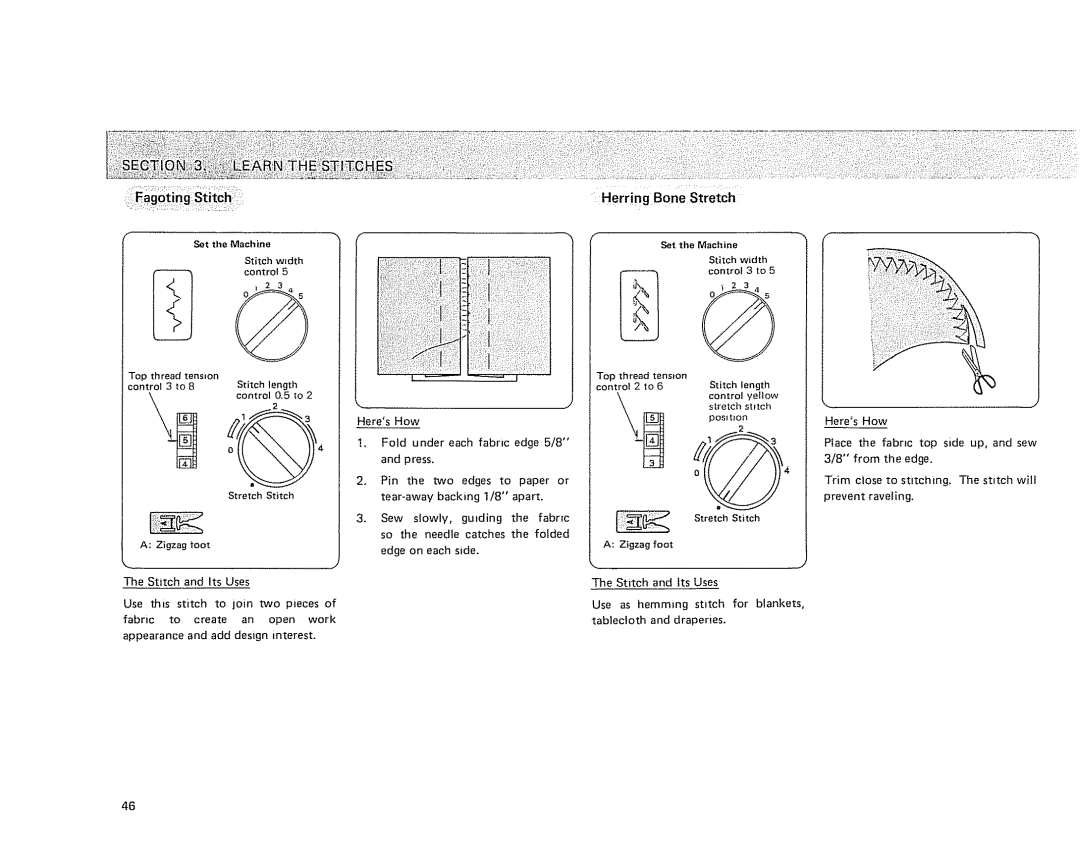 Kenmore 385 owner manual Eagoting Stitch, Herring Bone Stretch 